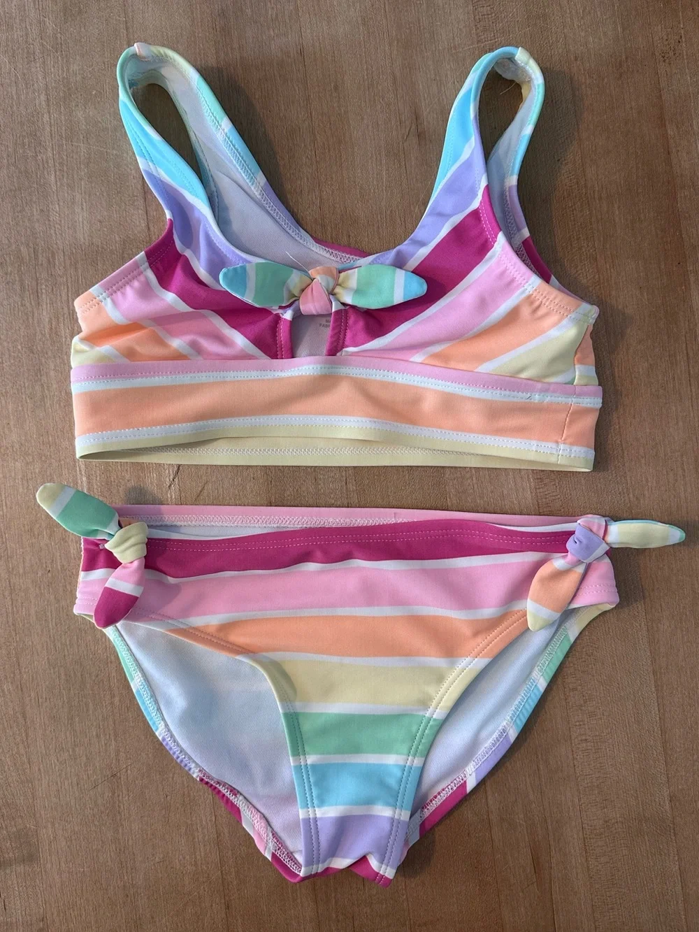 Pastel Rainbow Stripe Girls Two-Piece Bikini - Multi